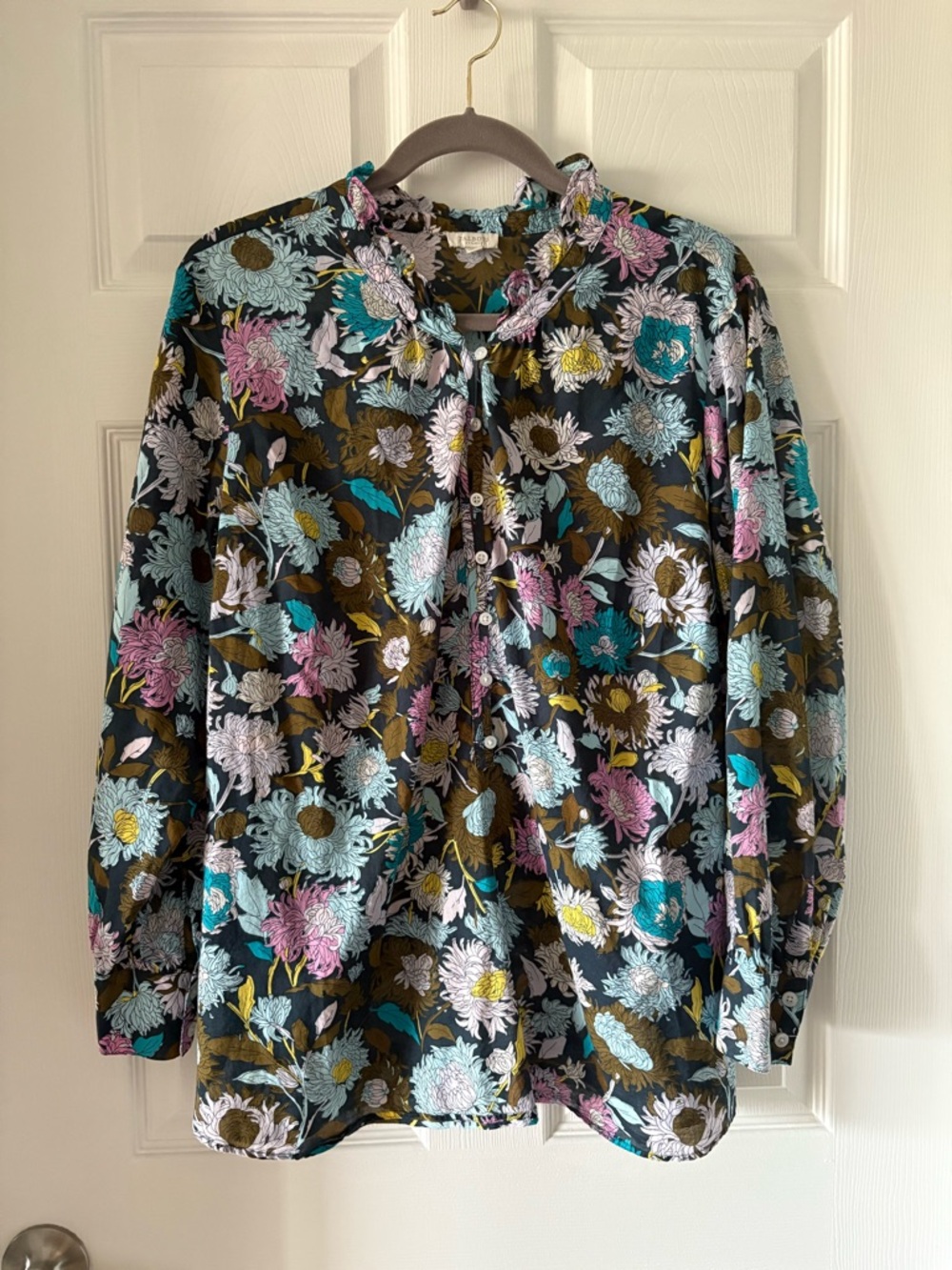 Talbots Plus Floral Button-Front Popover Blouse - SIZE 2X